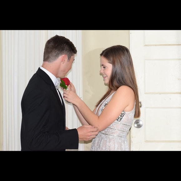 Dillard’s Sparkly Deep V Prom or Formal Dress - Picture 3 of 5